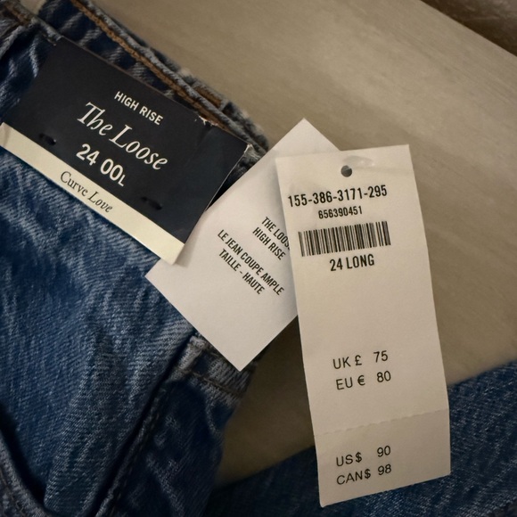 Abercrombie Loose High Rise Curve Love Long Jeans NWT - Picture 4 of 5